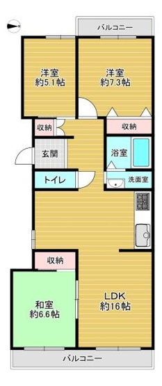 【間取り】 | リバーサイドともぶち第一住宅14号棟