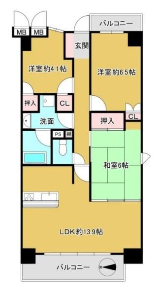 東急ドエル大和八木アネックスＣ棟の間取り