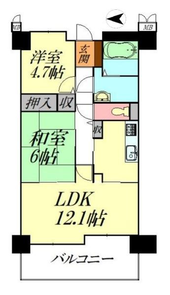 天理二階堂パークホームズの間取り