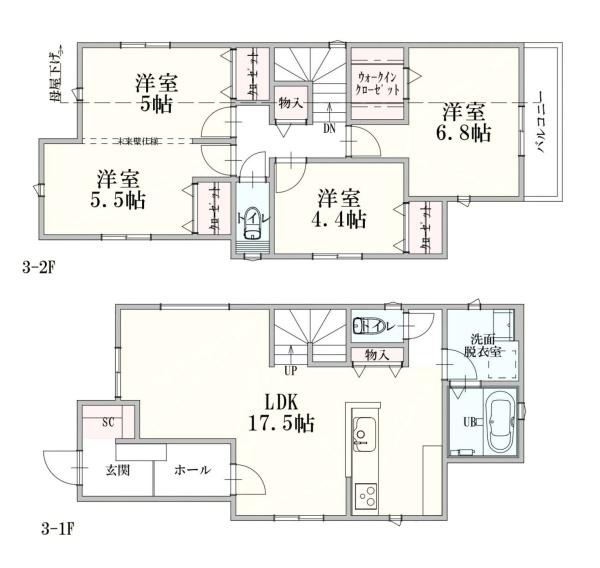 横浜市中区本牧町１丁目の新築一戸建の間取り