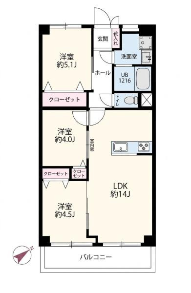 読売ランド前ハイデンスの間取り