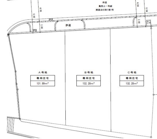 堺市西区鳳南町　3区画　A号地の区画図