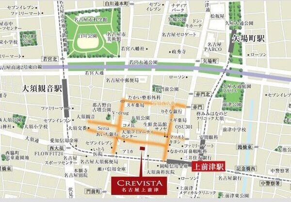 クレヴィスタ名古屋上前津の地図