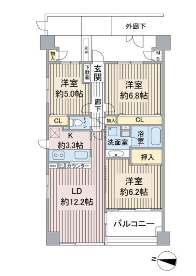【間取り】 | ヴィルヌーブ東戸塚プレジール | ファミリーにぴったりの3LDKの間取りです！