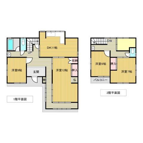 「駐車場6台以上可」南国市幸町　中古戸建の間取り|4DKのゆとりある間取りで大家族にも対応。2年半前に内外リフォームしているのですぐにでも住める状態です♪
