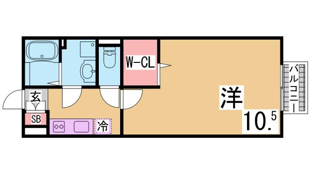 神戸市兵庫区松原通３丁目のアパートの間取り