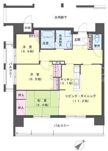 クラシオン小頭公園前1棟の間取り|使い勝手の良い間取りです♪