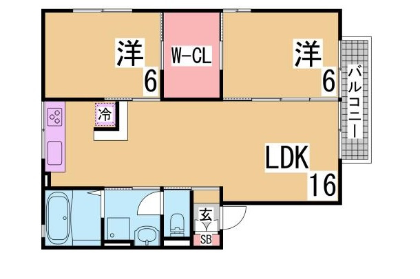 神戸市須磨区車字梨川のアパートの間取り