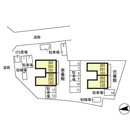 サンライトスクウェア　壱番館・弐番館 弐の区画図