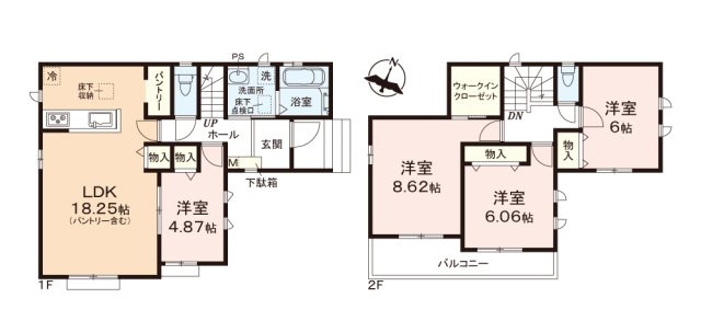 ふじみ野市亀久保３丁目の新築一戸建の間取り|全棟LDK18帖以上、部屋数豊富な４LDK！