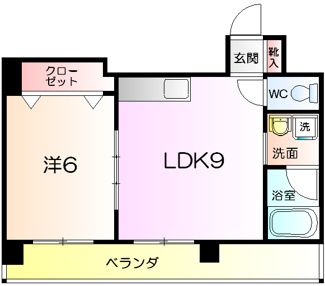 【間取り】 | シティーコート南瓦町２ | １ＬＤＫ