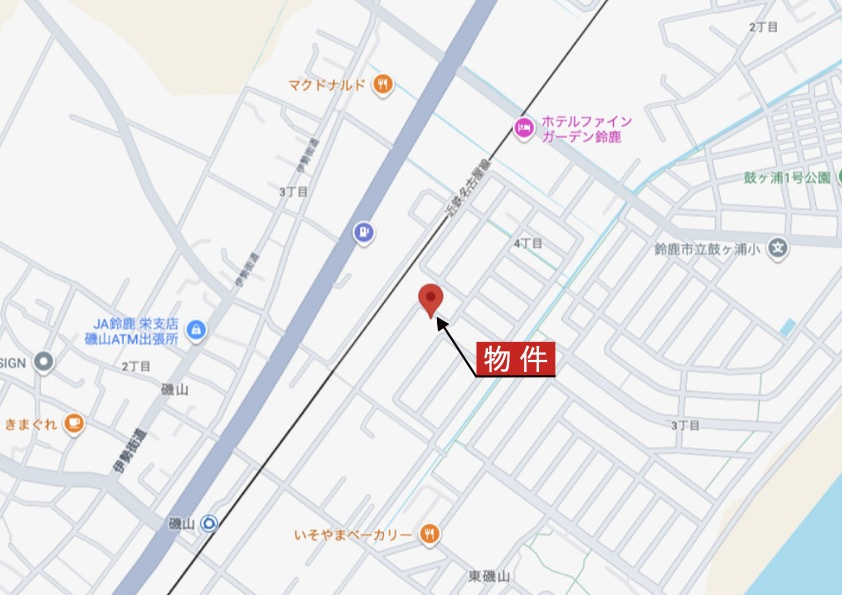 鈴鹿市東磯山4丁目《1号棟》の地図|広域Map