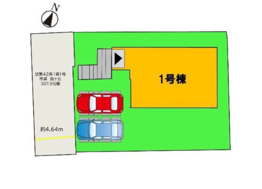 大野城市旭ケ丘2丁目第2-1棟（1号棟）の区画図|配置図
