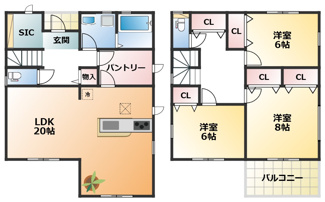 【間取り】 | LiveleGarden.S下野市上大領　5号棟 | 南向きで陽当たりの良い間取りです