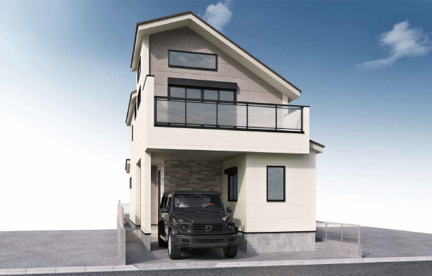 練馬区上石神井南町　ZEH水準　ハイグレード大型邸宅　限定1棟の外観パース