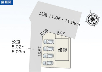 【同施工物件ご案内可能】知多市日長台　全1棟の区画図