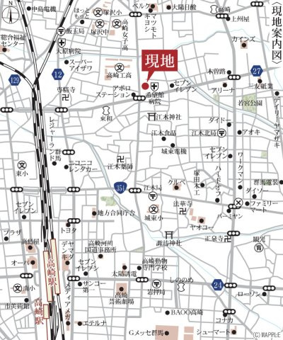 【新築】高崎市江木町第1２　限定１棟　リーブルガーデン　新築建売の地図