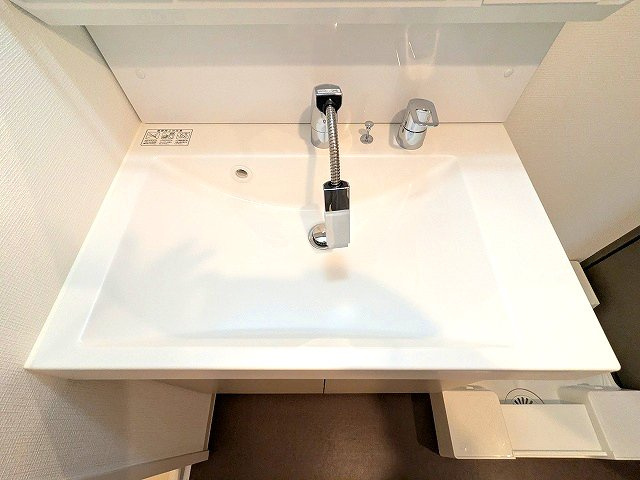 エスレジデンス新御徒町chiaroの設備|トイレと独立した脱衣洗面室、三面鏡付ハンドシャワー付独立洗面台