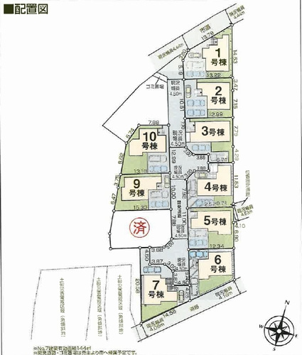 【仲介手数料０円】秦野市東田原　新築一戸建て　全10棟の区画図|秦野市東田原　新築一戸建て　全10棟