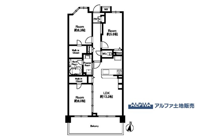 ゼファー久米川ミーティスの間取り|【Floor plan】
◆採光と風◆家事導線も比較的良好で、2面採光と風通しの良さで過ごしやすい麗(うら)らかな気分にさせてくれるリビングダイニングルーム