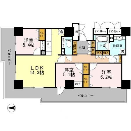 D’ｸﾞﾗﾌｫｰﾄ盛岡駅前ﾀﾜｰｽﾞ　リバティの間取り