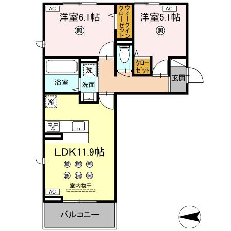 熊本市南区出仲間１丁目のアパートの間取り