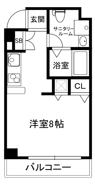 大阪市中央区安堂寺町２丁目の賃貸マンションの間取り