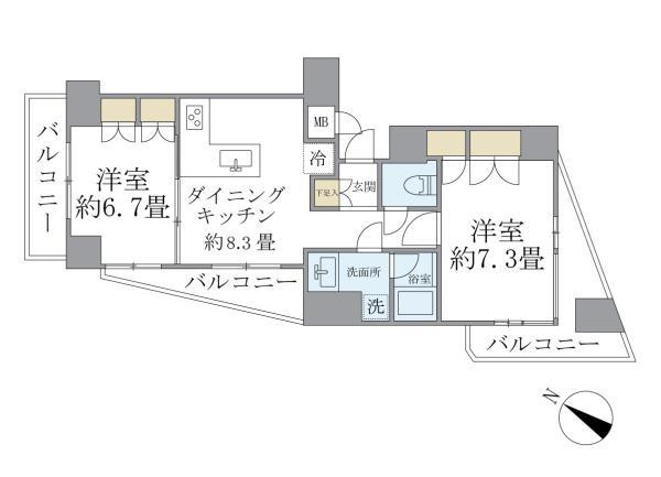 ＫＤＸレジデンス日本橋箱崎の間取り