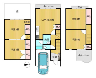 【間取り】 | 高槻市南平台4丁目　テラスハウス