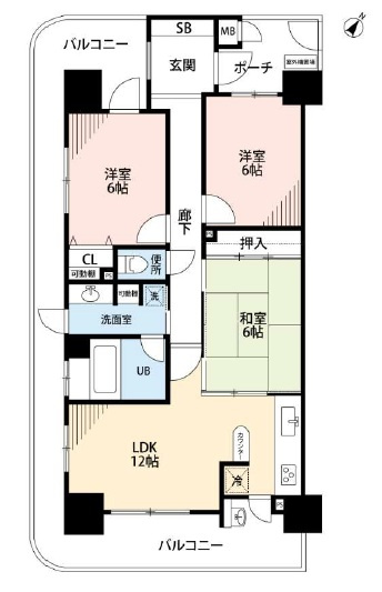 マーレ加古川駅前タワー　　JR「加古川駅」徒歩5分の間取り