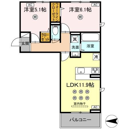 熊本市南区出仲間１丁目のアパートの間取り