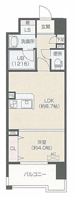 福岡市博多区上呉服町の賃貸マンションの間取り