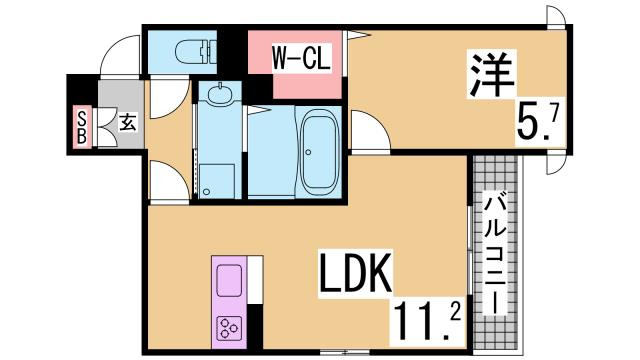 神戸市兵庫区芦原通４丁目のアパートの間取り