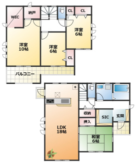 【間取り】 | LiveleGarden.S下野市上大領　6号棟 | 全室南向きで陽当たりの良い間取りです