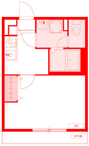 藤沢市鵠沼海岸１丁目の賃貸マンションの間取り|洗面台とトイレが別の空間になります♪