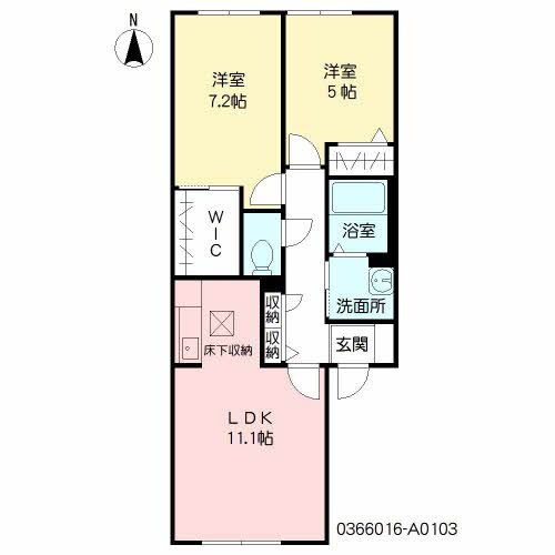 熊本市中央区出水７丁目のアパートの間取り