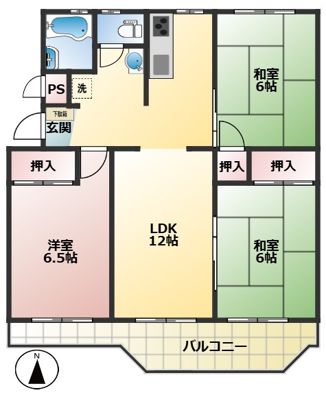 入間ビレジ10号棟の間取り|全居室にゆとりをもたせた使い勝手の良い間取り設計です。生活動線や家事動線に配慮されており、ご家族皆様が快適に暮らせる空間構成。毎日の暮らしやすさを第一に考えた機能的なレイアウトです！