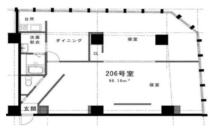 大阪市中央区西心斎橋２丁目の店舗事務所の間取り