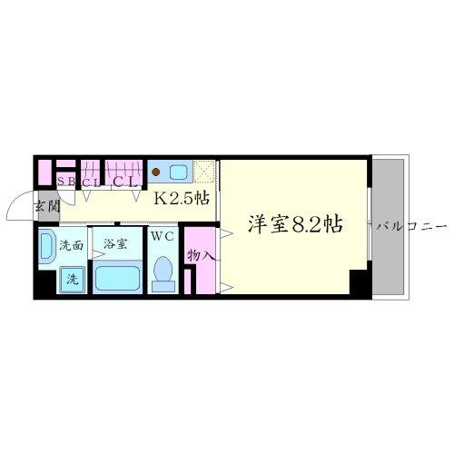 サン・ロレンツ心斎橋東の間取り|サン・ロレンツ心斎橋東　収納豊富な開放感ある間取り