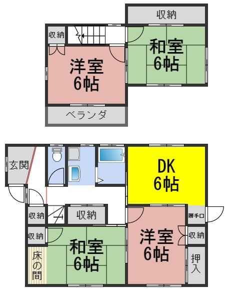６７０４５　羽島市竹鼻町狐穴中古戸建ての間取り