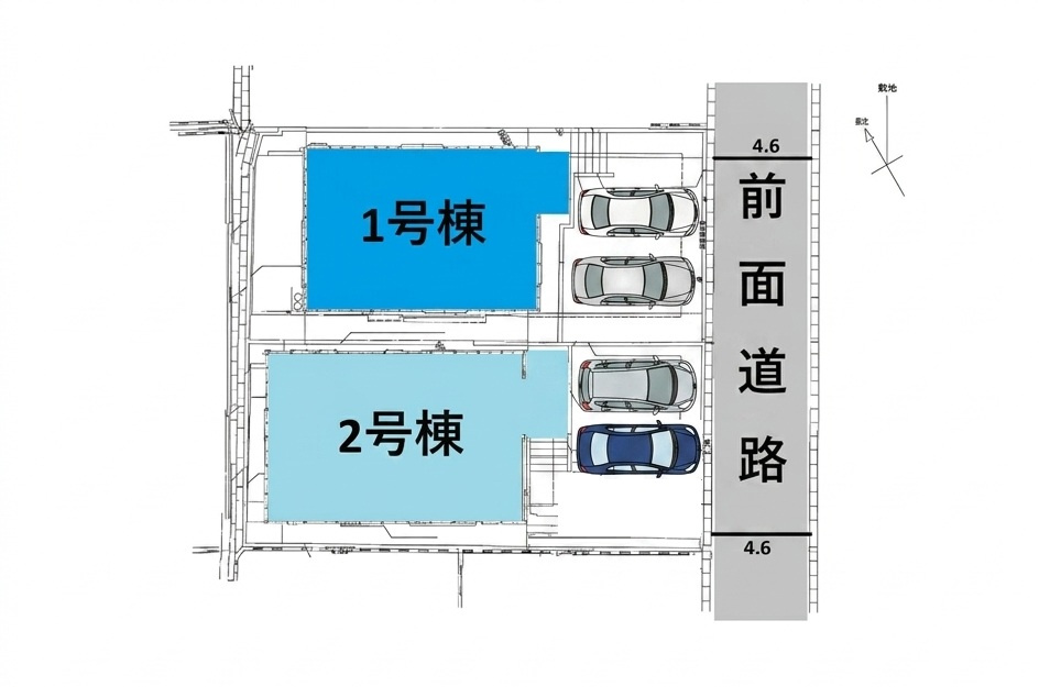 大野城市南ヶ丘3丁目第1-2棟（1号棟）の前面道路含む現地写真|見学の時間などお気軽にお問い合わせ下さい。