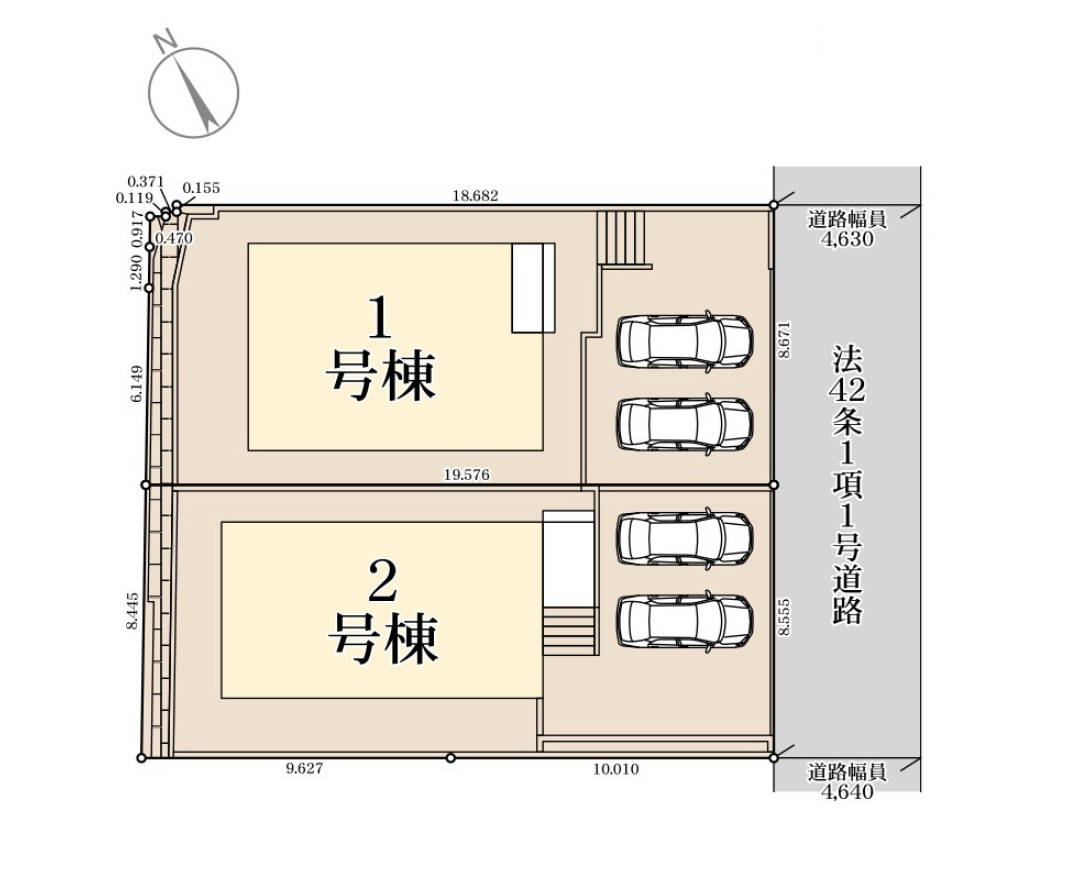 大野城市南ケ丘3丁目第1-2棟（1号棟）の区画図|配置図（1号棟）