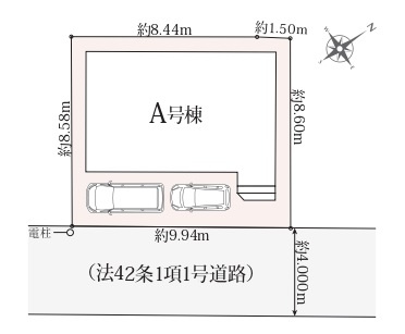 新築一戸建て 入間市東藤沢6丁目の区画図|カースペース２台分(車種によります)