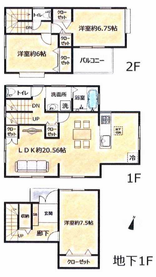 横浜市緑区東本郷４丁目　中古戸建の間取り