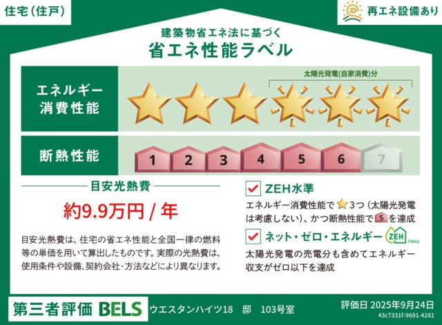 ウエスタンハイツ18の省エネ性能ラベル