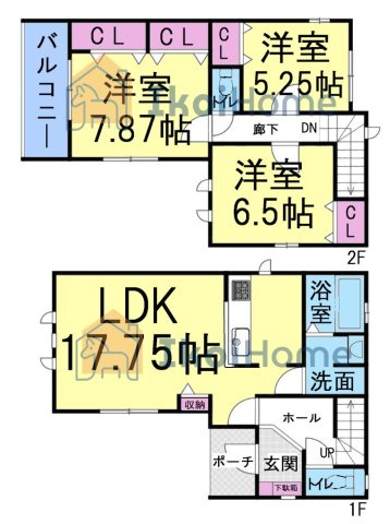 明石市魚住町西岡　全1棟　新築戸建の間取り|【ホームページに現地動画掲載中】●年中無休：当日予約可●LDK約17.75帖！南西向きで陽当り良好！