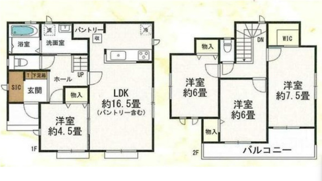 【間取り】 | 高崎市片岡町2丁目　新築住宅 | LDK16.5畳と全居室収納付きの4LDK！SICやパントリー、WICなど豊富な収納スペースを備え、家族みんなが快適に暮らせる機能的な間取りです。