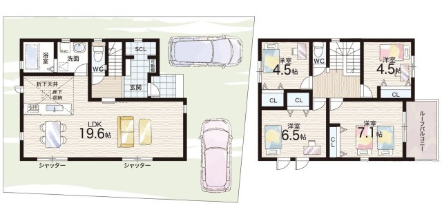 大阪狭山市茱萸木　第1期　新築一戸建ての間取り|2号地