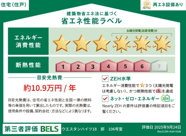 ウエスタンハイツ18の省エネ性能ラベル
