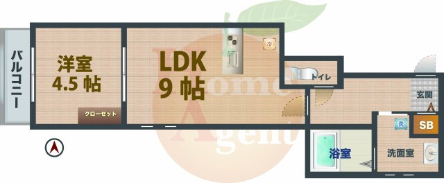 【間取り】 | ティアレ | 1DKのお部屋です。